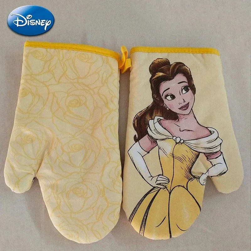 Disney Belle Prinzessin Ofenhandschuhe Cartoon Figuren Backen Kochen Verbrühungsschutz Isolationshandschuh Küche Mikrowellenherd Zubehör