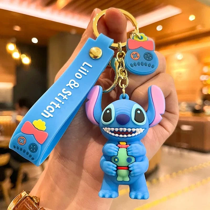 4 Arten Lilo Stitch Schlüsselanhänger Stitch Actionfigur Schlüsselanhänger Hängendes Ornament Puppen Sammlung Modell Stitch Spielzeug für Kinder Geschenk