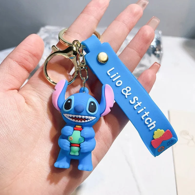 4 Arten Lilo Stitch Schlüsselanhänger Stitch Actionfigur Schlüsselanhänger Hängendes Ornament Puppen Sammlung Modell Stitch Spielzeug für Kinder Geschenk