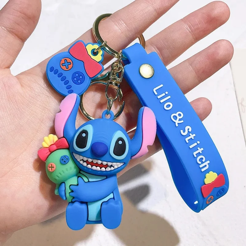 4 Arten Lilo Stitch Schlüsselanhänger Stitch Actionfigur Schlüsselanhänger Hängendes Ornament Puppen Sammlung Modell Stitch Spielzeug für Kinder Geschenk