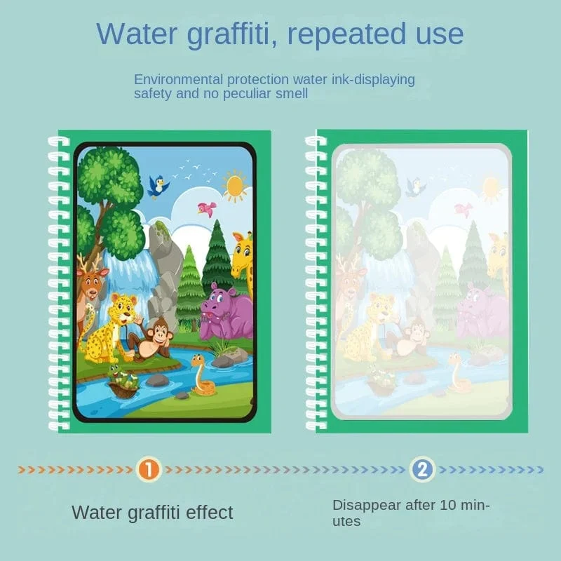 Magisches Wasser-Malbuch, wiederverwendbares Montessori-Malbuch für Kinder, sensorisches frühpädagogisches Lern-Malspielzeug für Kinder