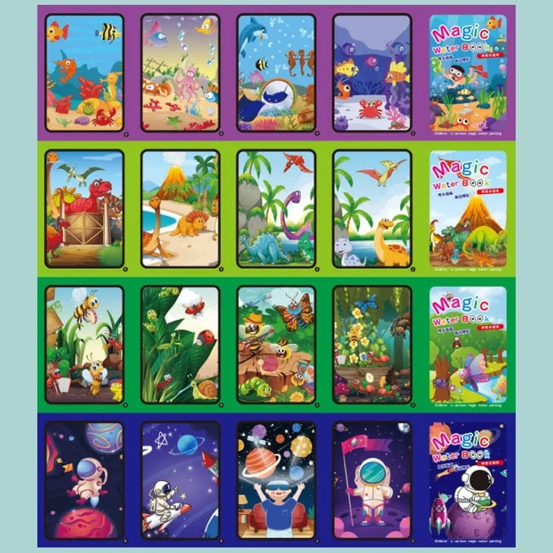 Magisches Wasser-Malbuch, wiederverwendbares Montessori-Malbuch für Kinder, sensorisches frühpädagogisches Lern-Malspielzeug für Kinder