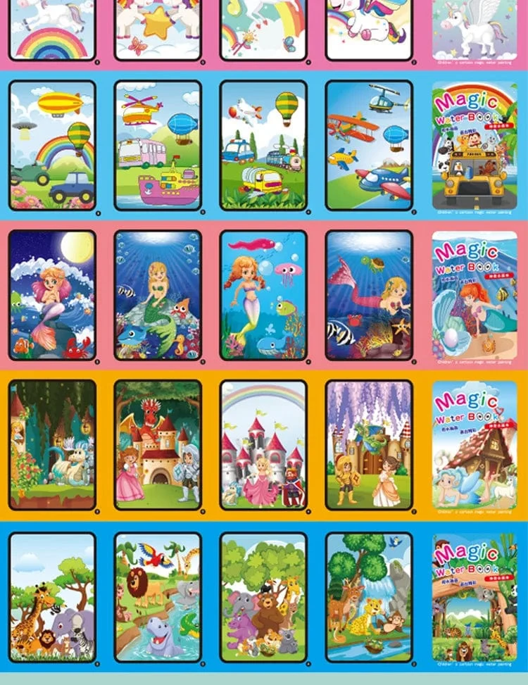 Magisches Wasser-Malbuch, wiederverwendbares Montessori-Malbuch für Kinder, sensorisches frühpädagogisches Lern-Malspielzeug für Kinder