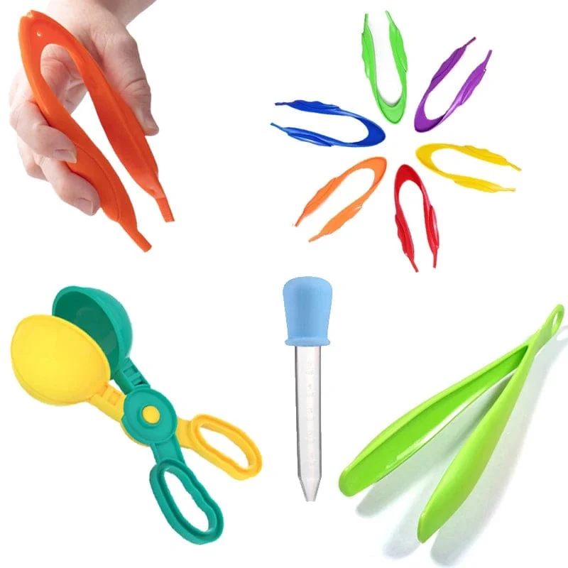 1/4 stücke Kinder Drop Scoop Clip Pinzette Spielzeug Feine Motor Geschicklichkeit Training Tool Set Montessori Frühen Lernen Bildung Spielzeug Kleinkind