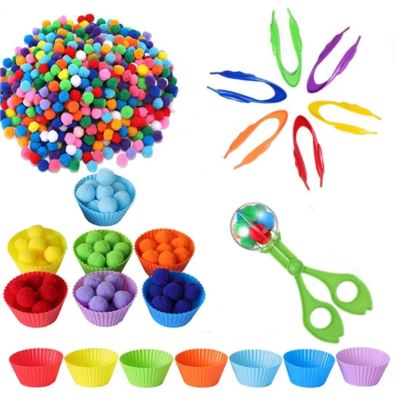 68/109 der Feinmotorik-Lernspielzeuge für Kinder, Zählspielzeug, bunte Plüschbälle, Sortierspiele, Montessori-Spielzeug für die Früherziehung