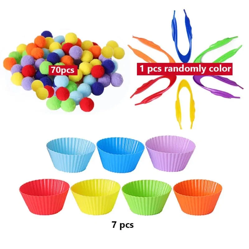 68/109 der Feinmotorik-Lernspielzeuge für Kinder, Zählspielzeug, bunte Plüschbälle, Sortierspiele, Montessori-Spielzeug für die Früherziehung