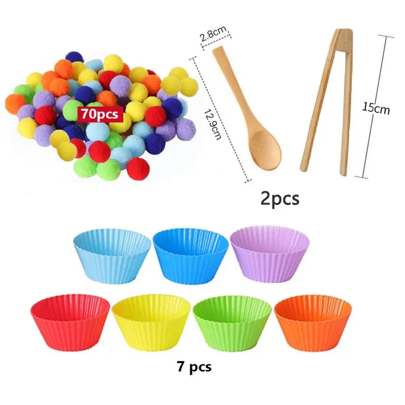 68/109 der Feinmotorik-Lernspielzeuge für Kinder, Zählspielzeug, bunte Plüschbälle, Sortierspiele, Montessori-Spielzeug für die Früherziehung