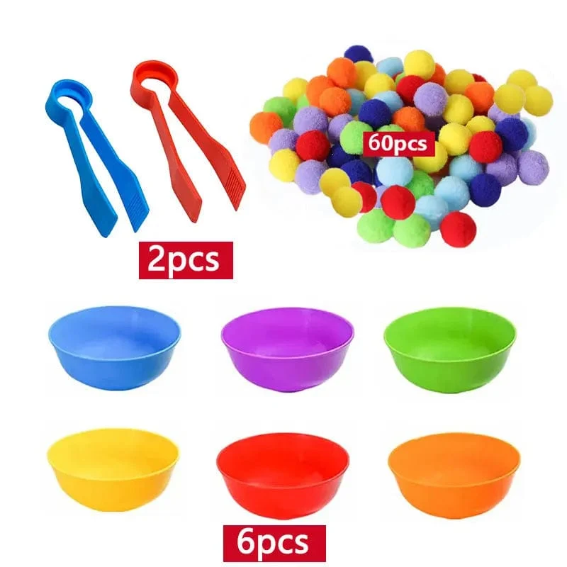 68/109 der Feinmotorik-Lernspielzeuge für Kinder, Zählspielzeug, bunte Plüschbälle, Sortierspiele, Montessori-Spielzeug für die Früherziehung