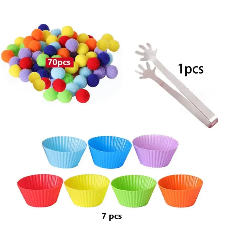 68/109 der Feinmotorik-Lernspielzeuge für Kinder, Zählspielzeug, bunte Plüschbälle, Sortierspiele, Montessori-Spielzeug für die Früherziehung