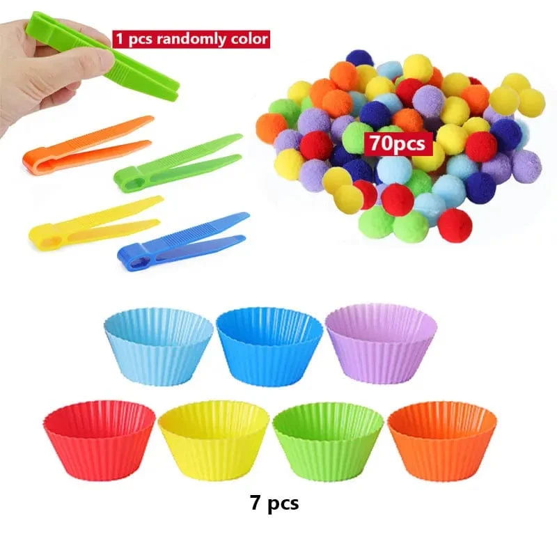 68/109 der Feinmotorik-Lernspielzeuge für Kinder, Zählspielzeug, bunte Plüschbälle, Sortierspiele, Montessori-Spielzeug für die Früherziehung