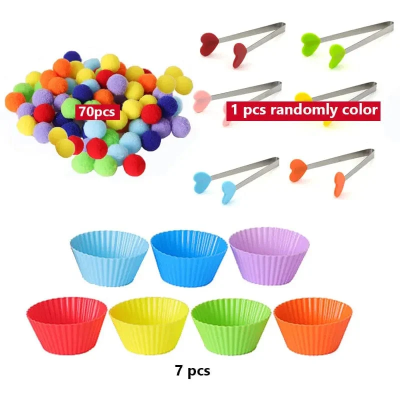 68/109 der Feinmotorik-Lernspielzeuge für Kinder, Zählspielzeug, bunte Plüschbälle, Sortierspiele, Montessori-Spielzeug für die Früherziehung