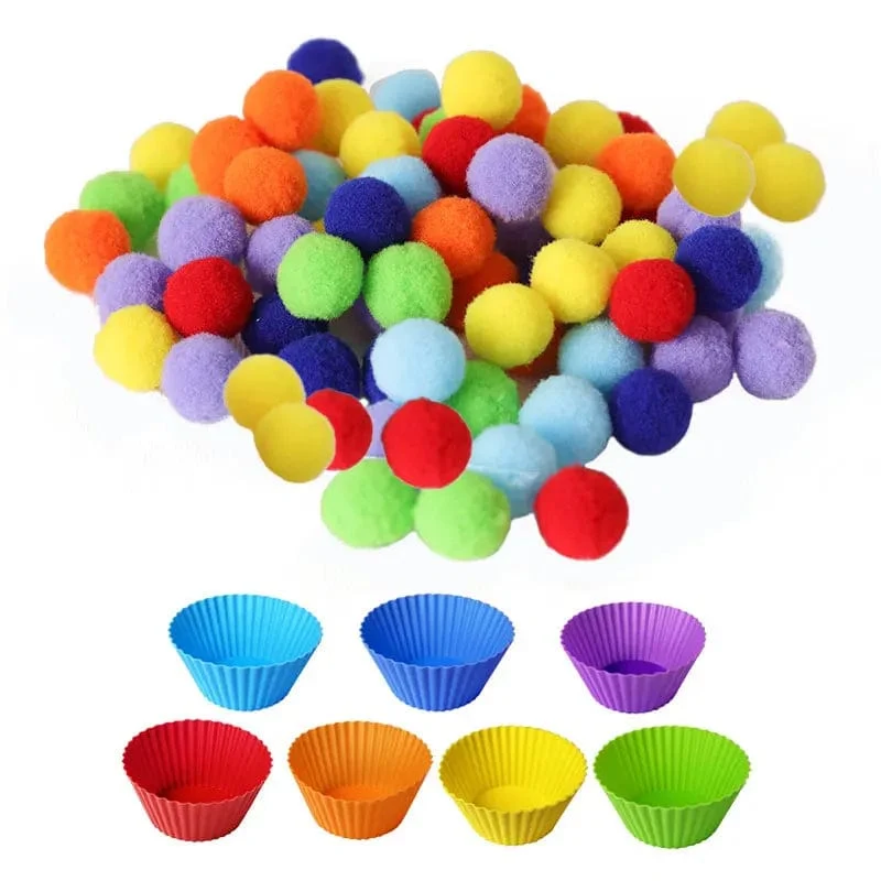68/109 der Feinmotorik-Lernspielzeuge für Kinder, Zählspielzeug, bunte Plüschbälle, Sortierspiele, Montessori-Spielzeug für die Früherziehung