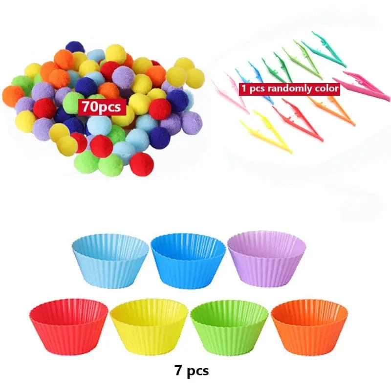 68/109 der Feinmotorik-Lernspielzeuge für Kinder, Zählspielzeug, bunte Plüschbälle, Sortierspiele, Montessori-Spielzeug für die Früherziehung
