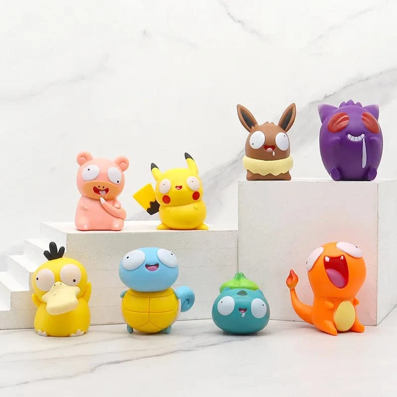 8 teile/satz Pokemon Dumme Kawaii Big Eye Pikachu Charmander Bulbasaur Lustige Gk Action Figur Spielzeug Weihnachten Geschenk für Kinder