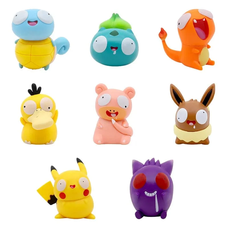 8 teile/satz Pokemon Dumme Kawaii Big Eye Pikachu Charmander Bulbasaur Lustige Gk Action Figur Spielzeug Weihnachten Geschenk für Kinder