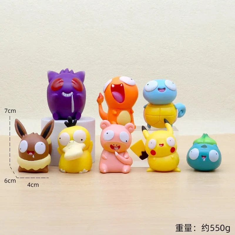 8 teile/satz Pokemon Dumme Kawaii Big Eye Pikachu Charmander Bulbasaur Lustige Gk Action Figur Spielzeug Weihnachten Geschenk für Kinder