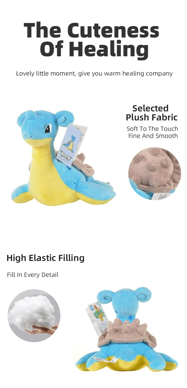 Kawaii Pokemon Lapras Stofftiere Cartoon süße Wassergeist Plüsch Puppen Wurfkissen Geburtstagsgeschenk für Kinder Freunde Jungen