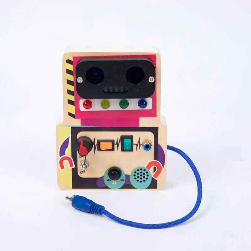 Montessori Busy Board Sensorisches Spielzeug aus Holz mit LED-Lichtschalter-Steuerplatine Reiseaktivitäten Kinderspiele für 2–4 Jahre alt
