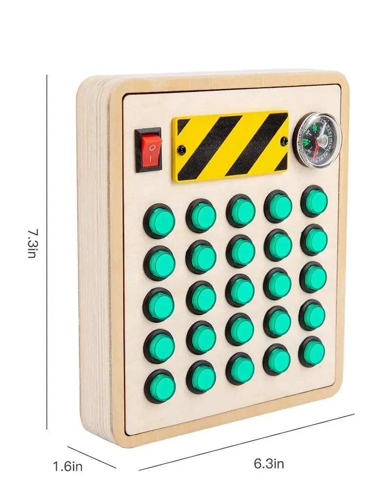 Montessori Busy Board Sensorisches Spielzeug aus Holz mit LED-Lichtschalter-Steuerplatine Reiseaktivitäten Kinderspiele für 2–4 Jahre alt