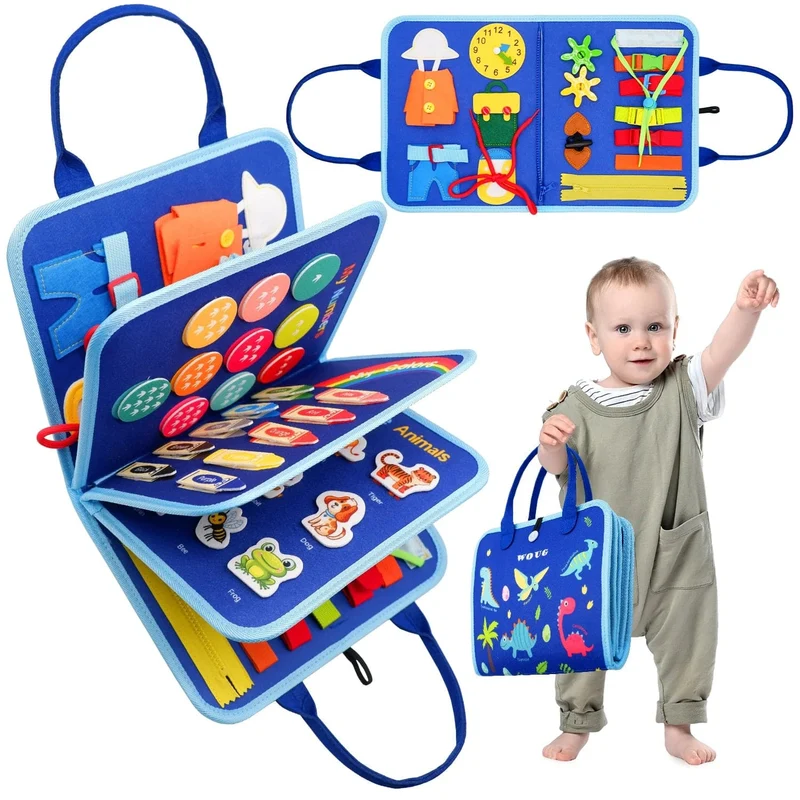 Montessori-Beschäftigungsbrett für Kleinkinder, pädagogische Aktivität für grundlegende Anzieh- und Motorikfähigkeiten, Baby-Lernspielzeug für unterwegs