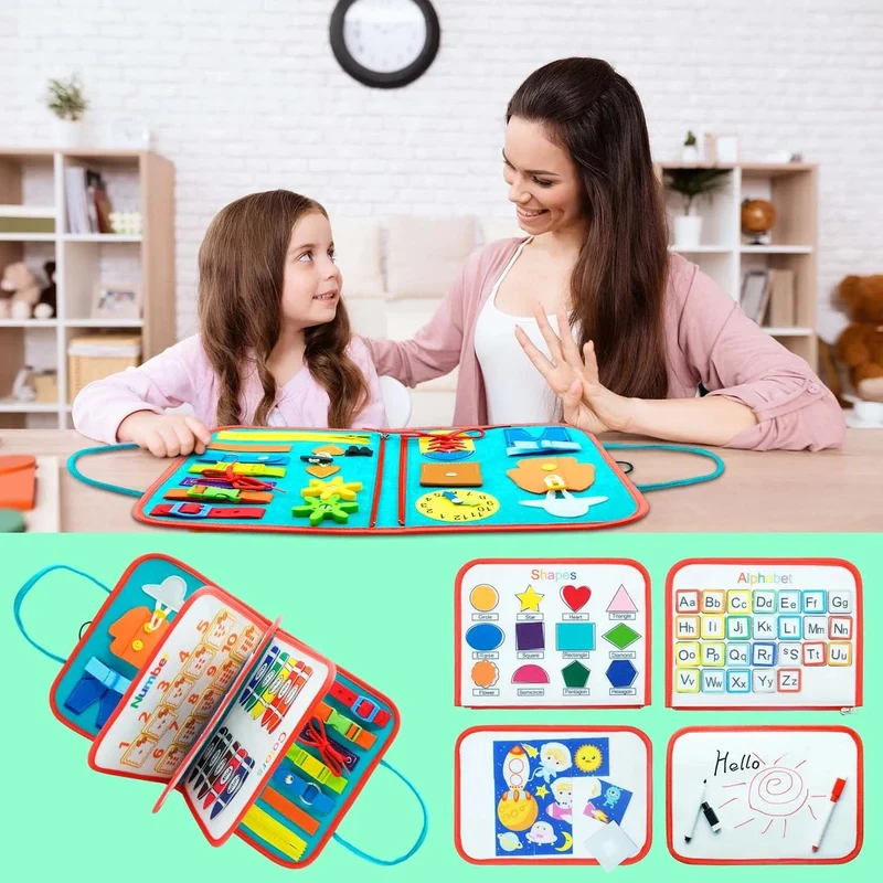 Montessori-Beschäftigungsbrett für Kleinkinder, pädagogische Aktivität für grundlegende Anzieh- und Motorikfähigkeiten, Baby-Lernspielzeug für unterwegs