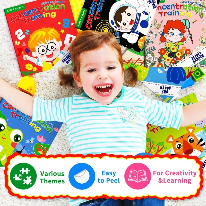 Kognitives Spiel Kawaii Stickerbuch Pädagogisches DIY Hand-on Puzzle Cartoon Tiere Lebenskompetenz Lernen Kleinkindspielzeug für Kinder