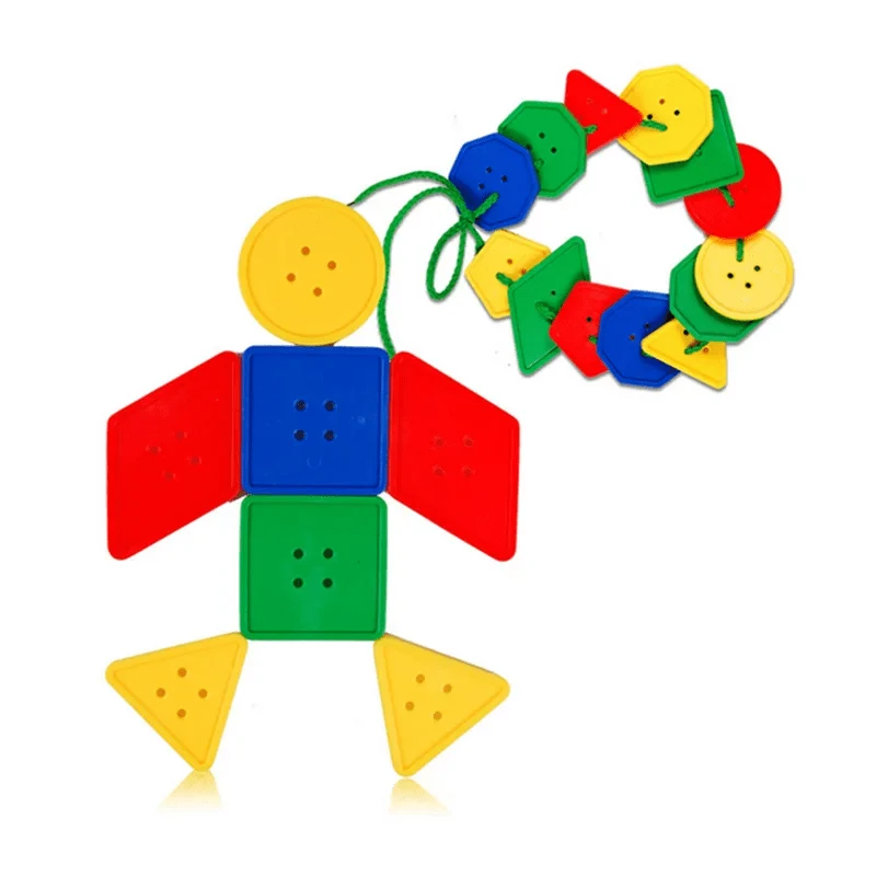 30 Pcs Montessori Spielzeug Pädagogisches Spielzeug für Kinder Früh Lernen Geometrische Blöcke Threading Tasten Lehrmittel GYH