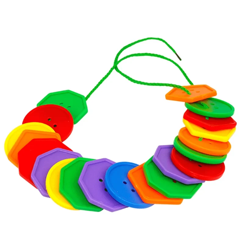 30 Pcs Montessori Spielzeug Pädagogisches Spielzeug für Kinder Früh Lernen Geometrische Blöcke Threading Tasten Lehrmittel GYH