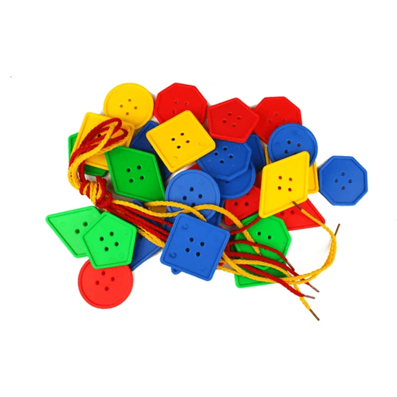 30 Pcs Montessori Spielzeug Pädagogisches Spielzeug für Kinder Früh Lernen Geometrische Blöcke Threading Tasten Lehrmittel GYH