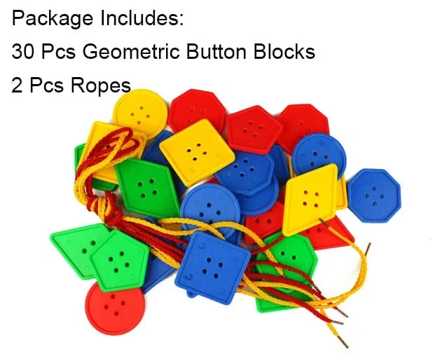 30 Pcs Montessori Spielzeug Pädagogisches Spielzeug für Kinder Früh Lernen Geometrische Blöcke Threading Tasten Lehrmittel GYH