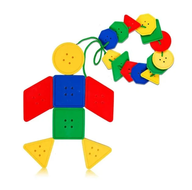 30 Pcs Montessori Spielzeug Pädagogisches Spielzeug für Kinder Früh Lernen Geometrische Blöcke Threading Tasten Lehrmittel GYH