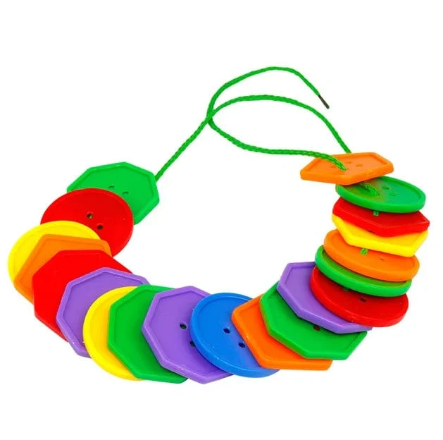 30 Pcs Montessori Spielzeug Pädagogisches Spielzeug für Kinder Früh Lernen Geometrische Blöcke Threading Tasten Lehrmittel GYH
