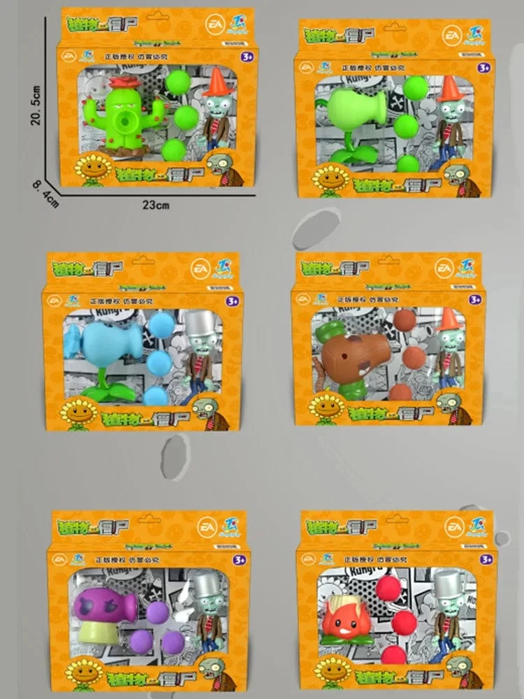 Pflanzen gegen Zombies 2, Kaktus-Erbsenschleuder, Kokosnusskanone, AKEE-Spielzeugset mit 6 Spielfiguren im XNUMX-teiligen Stil, weiches Silikon, Zombie-Geburtstagsgeschenk für Junge