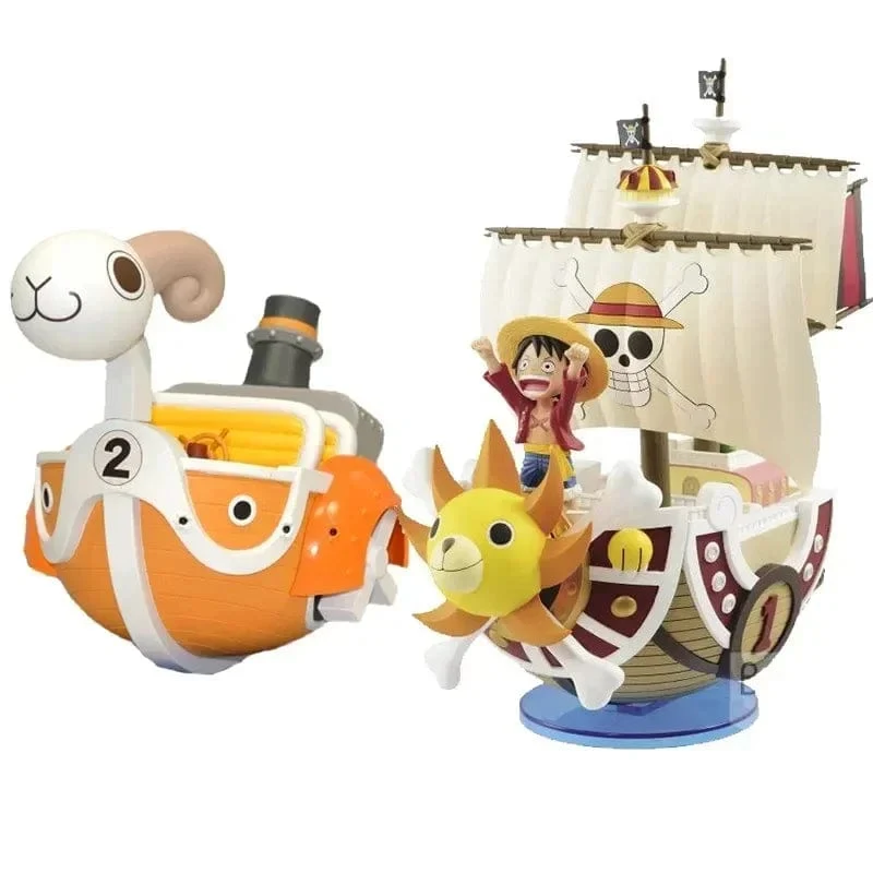One Piece Schiffsfigur Ruffy Modell Spielzeug Peripherie Super süßes Mini-Boot Zusammengebautes Modell One Piece Schiff Kindergeburtstagsgeschenk