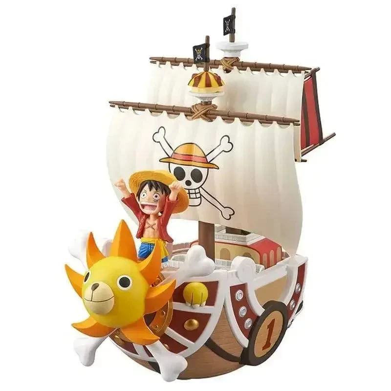 One Piece Schiffsfigur Ruffy Modell Spielzeug Peripherie Super süßes Mini-Boot Zusammengebautes Modell One Piece Schiff Kindergeburtstagsgeschenk