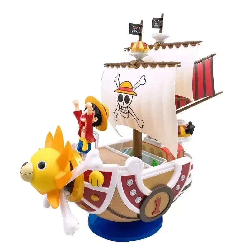 One Piece Schiffsfigur Ruffy Modell Spielzeug Peripherie Super süßes Mini-Boot Zusammengebautes Modell One Piece Schiff Kindergeburtstagsgeschenk
