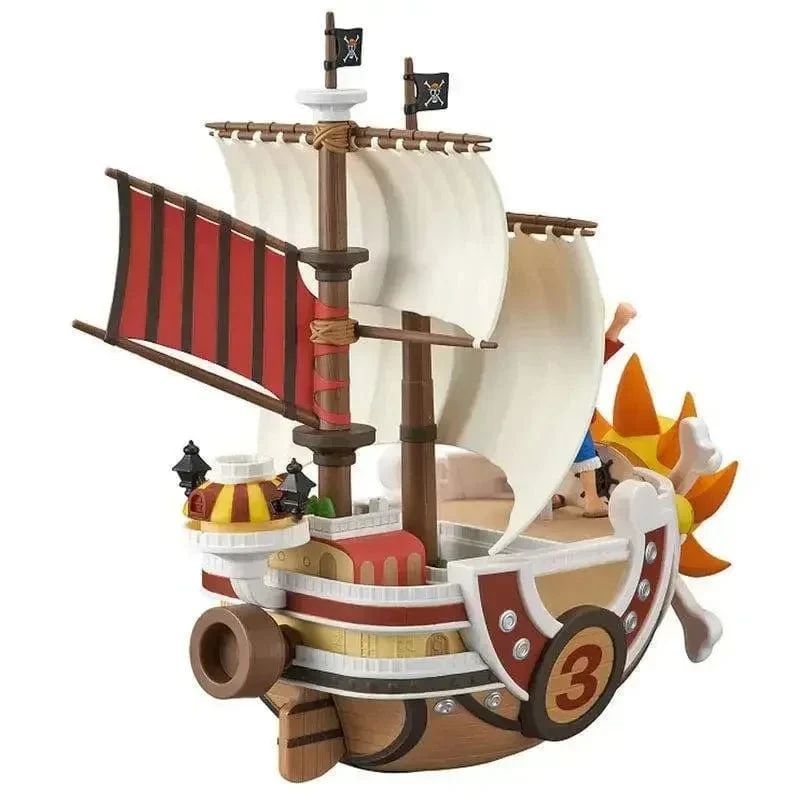 One Piece Schiffsfigur Ruffy Modell Spielzeug Peripherie Super süßes Mini-Boot Zusammengebautes Modell One Piece Schiff Kindergeburtstagsgeschenk