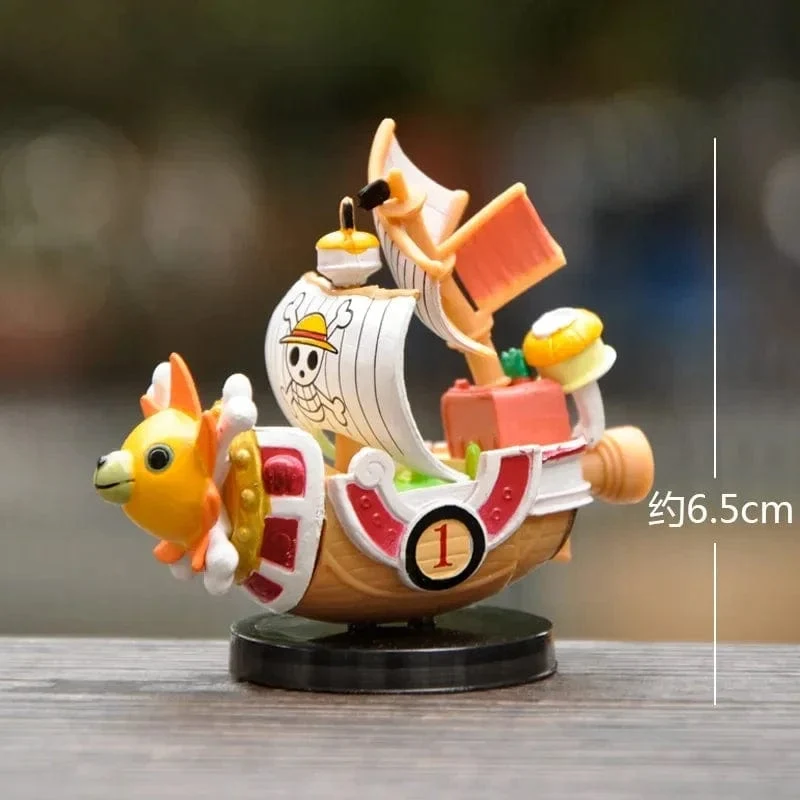 One Piece Schiffsfigur Ruffy Modell Spielzeug Peripherie Super süßes Mini-Boot Zusammengebautes Modell One Piece Schiff Kindergeburtstagsgeschenk