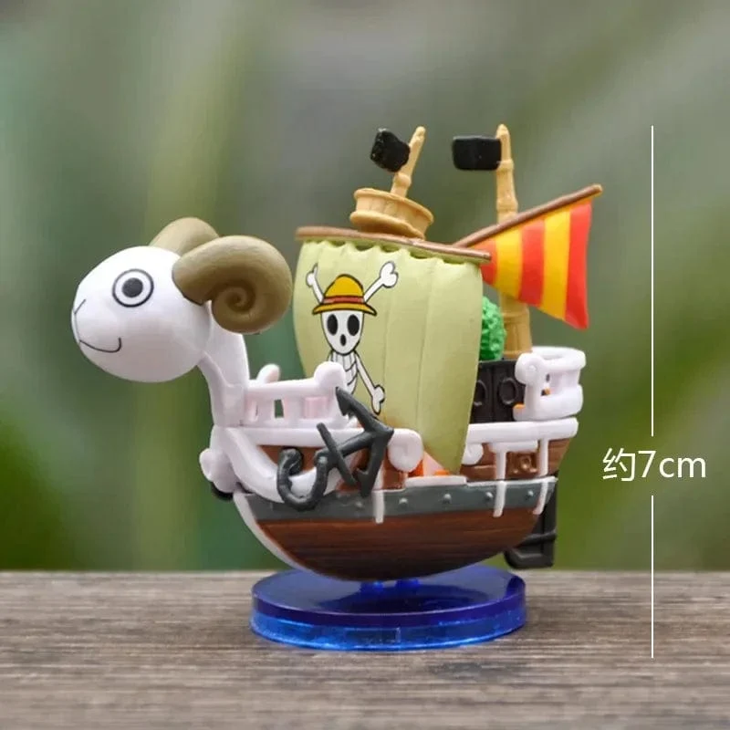 One Piece Schiffsfigur Ruffy Modell Spielzeug Peripherie Super süßes Mini-Boot Zusammengebautes Modell One Piece Schiff Kindergeburtstagsgeschenk