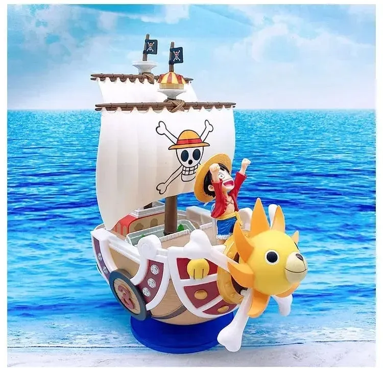 One Piece Schiffsfigur Ruffy Modell Spielzeug Peripherie Super süßes Mini-Boot Zusammengebautes Modell One Piece Schiff Kindergeburtstagsgeschenk