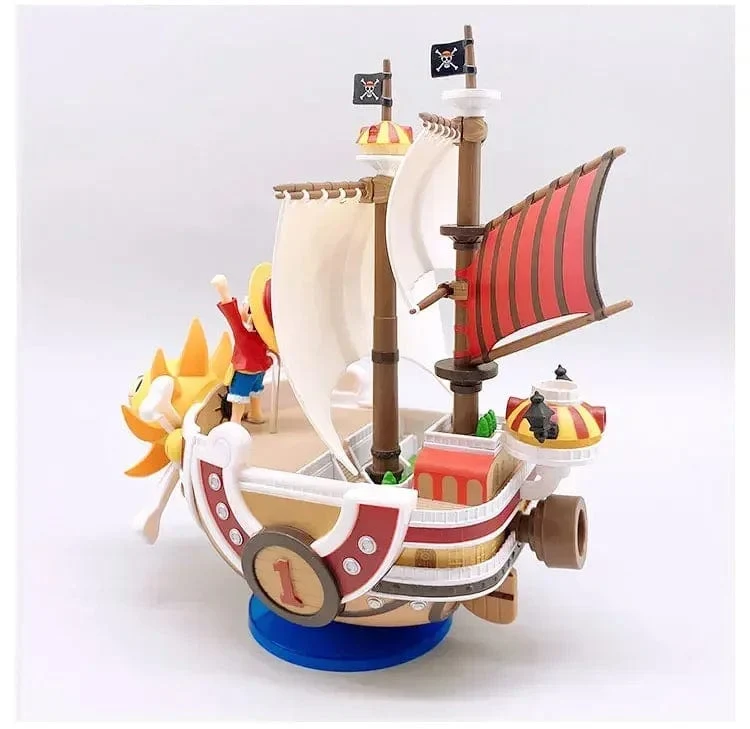 One Piece Schiffsfigur Ruffy Modell Spielzeug Peripherie Super süßes Mini-Boot Zusammengebautes Modell One Piece Schiff Kindergeburtstagsgeschenk