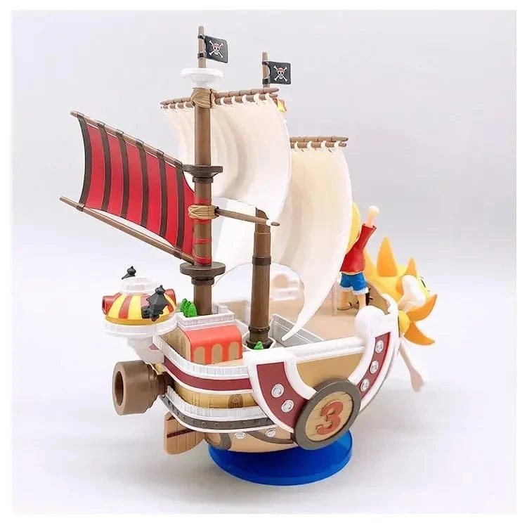 One Piece Schiffsfigur Ruffy Modell Spielzeug Peripherie Super süßes Mini-Boot Zusammengebautes Modell One Piece Schiff Kindergeburtstagsgeschenk