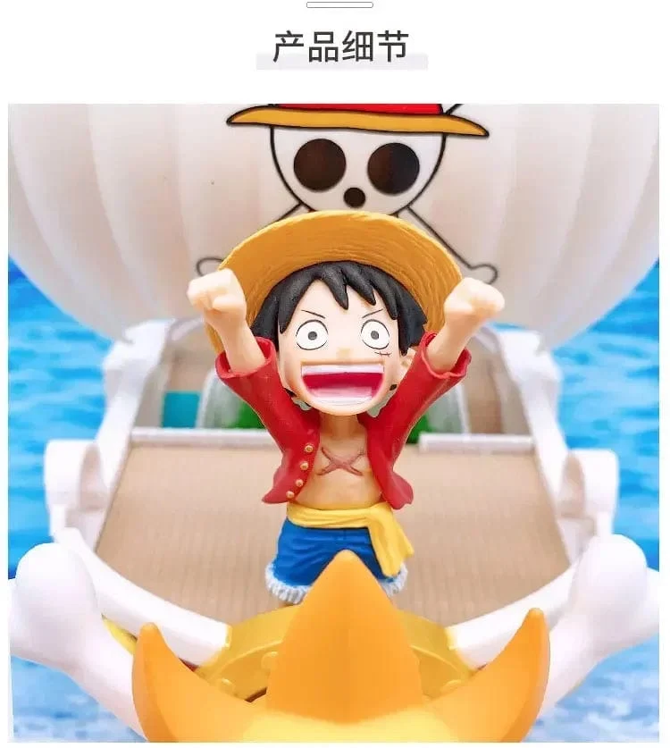 One Piece Schiffsfigur Ruffy Modell Spielzeug Peripherie Super süßes Mini-Boot Zusammengebautes Modell One Piece Schiff Kindergeburtstagsgeschenk
