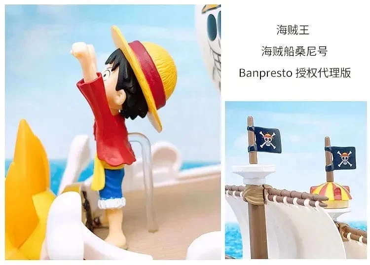 One Piece Schiffsfigur Ruffy Modell Spielzeug Peripherie Super süßes Mini-Boot Zusammengebautes Modell One Piece Schiff Kindergeburtstagsgeschenk