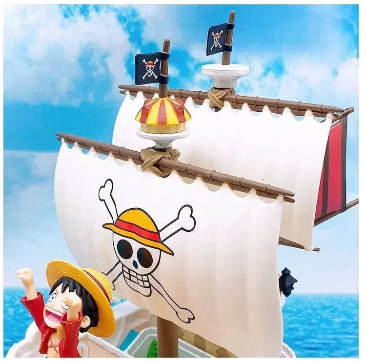 One Piece Schiffsfigur Ruffy Modell Spielzeug Peripherie Super süßes Mini-Boot Zusammengebautes Modell One Piece Schiff Kindergeburtstagsgeschenk