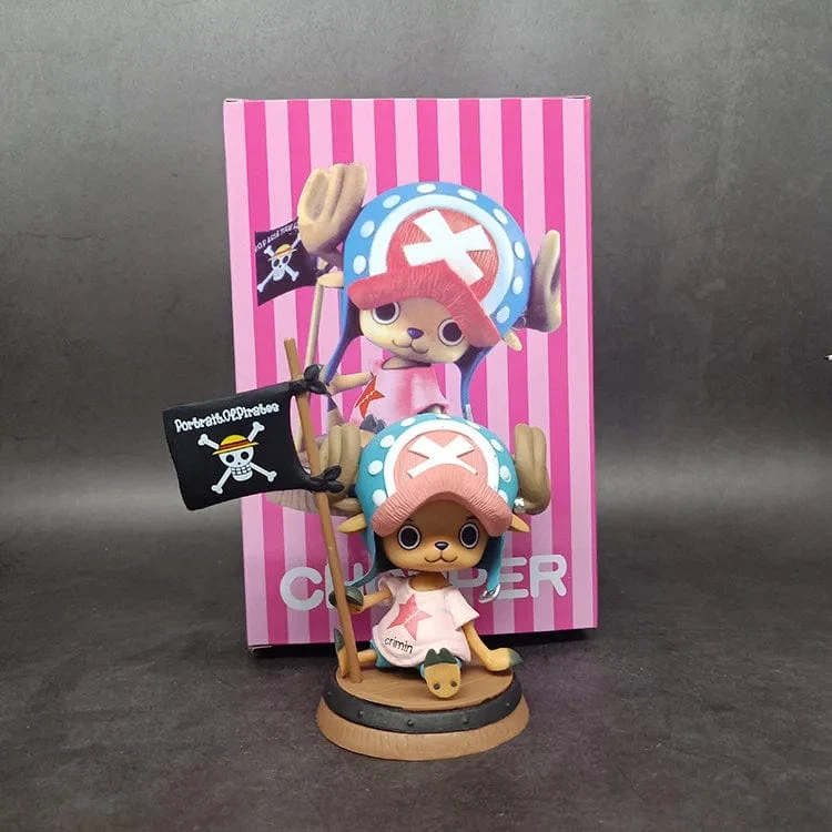 9cm One Piece Figur Anime Chopper mit Flagge Action Figur Puppe Modell Spielzeug PVC Statue Sammlung Auto Dekoration Kinder Geschenke