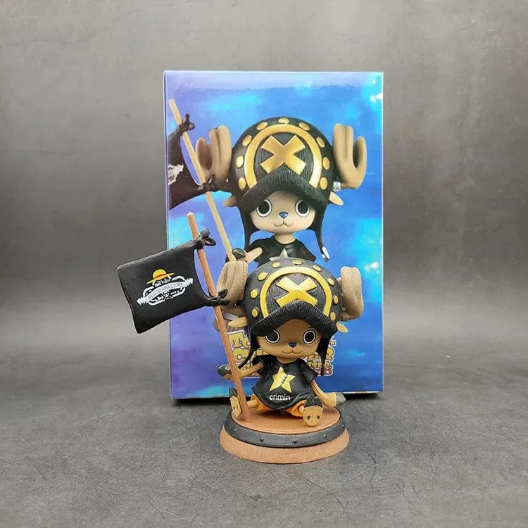 9cm One Piece Figur Anime Chopper mit Flagge Action Figur Puppe Modell Spielzeug PVC Statue Sammlung Auto Dekoration Kinder Geschenke
