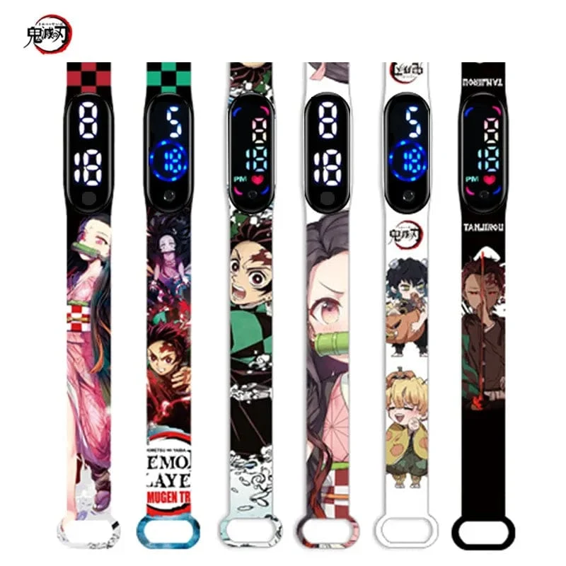 Neue elektronische LED-Uhr von Demon Slayer: Kimetsu No Yaiba, Anime-Figur, Digitaluhr, bedrucktes Silikonarmband, Kindergeburtstagsgeschenke