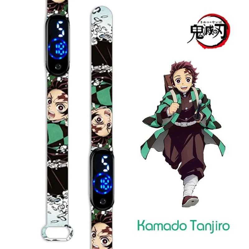 Neue elektronische LED-Uhr von Demon Slayer: Kimetsu No Yaiba, Anime-Figur, Digitaluhr, bedrucktes Silikonarmband, Kindergeburtstagsgeschenke