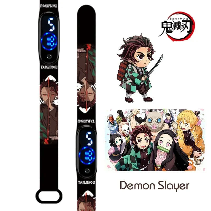 Neue elektronische LED-Uhr von Demon Slayer: Kimetsu No Yaiba, Anime-Figur, Digitaluhr, bedrucktes Silikonarmband, Kindergeburtstagsgeschenke